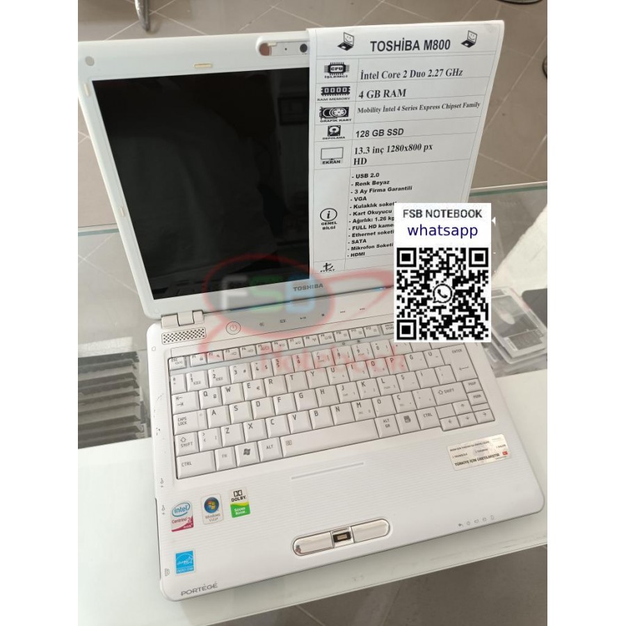 Toshiba Portege M800 İntel Core 2 Duo 128 GB SSD 2. el Notebook