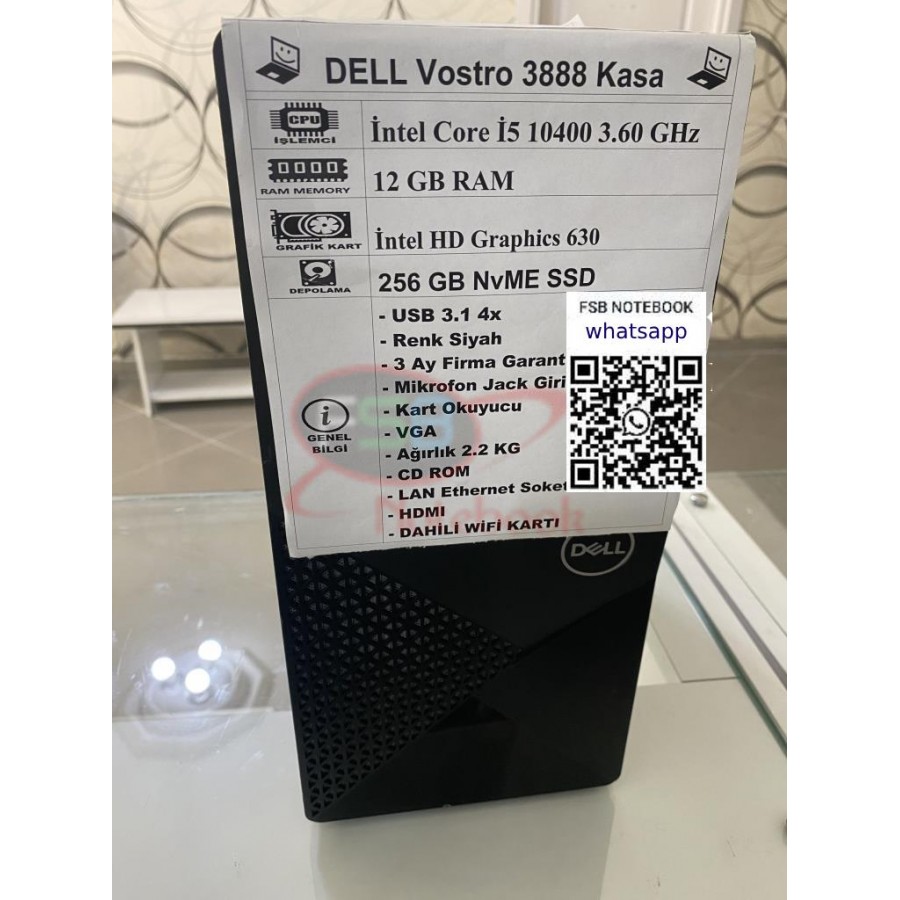 Dell Vostro 3888 i5 10. Nesil 12 GB RAM 256 GB SSD 2. el Kasa