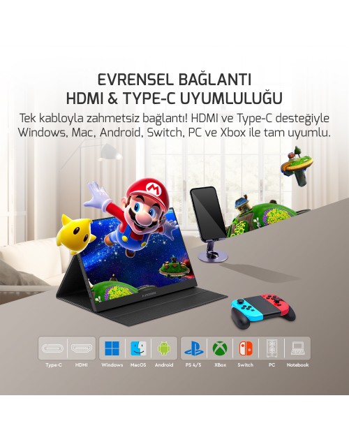 EZCOOL LITE E15 15,6’’ 60HZ FHD PORTABLE TAŞINABİLİR MONİTÖR (SIFIR ÖLÜ PİKSEL GARANTİLİ)