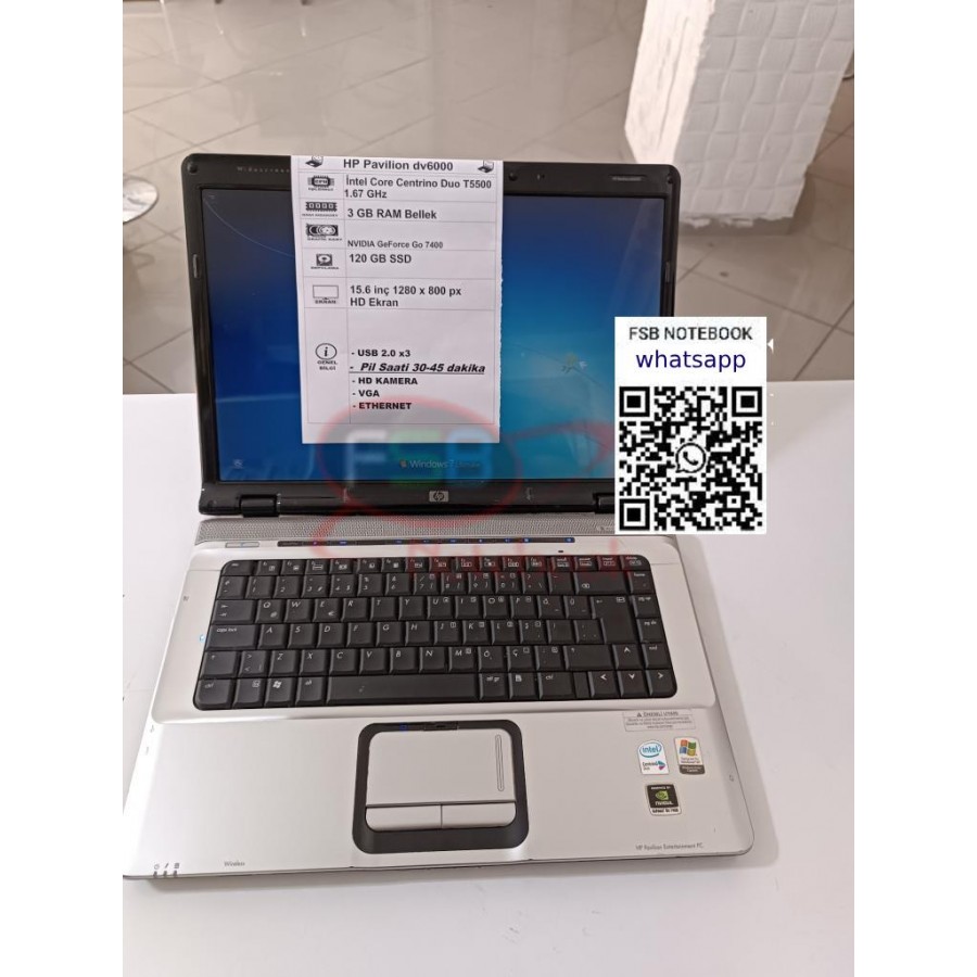 HP PAVİLİON DV6000 SSDLİ 2. el LAPTOP