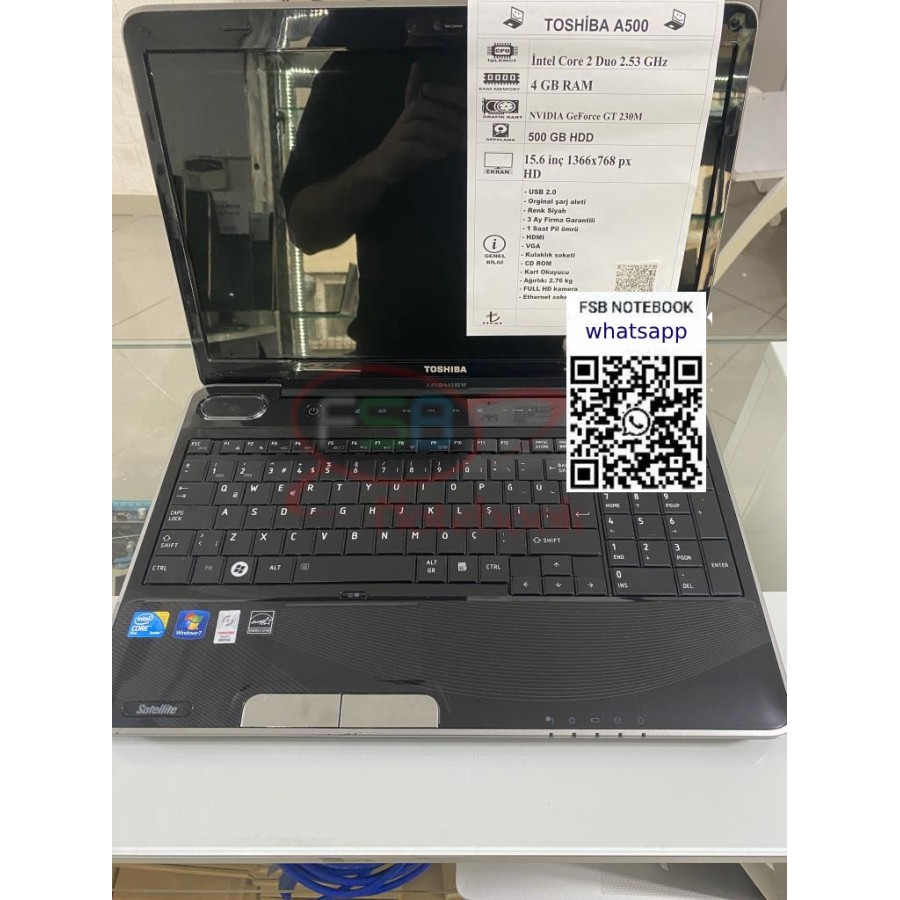 Toshiba Satellite A500 İntel Core 2 Duo 4 GB RAM 2. el Notebook