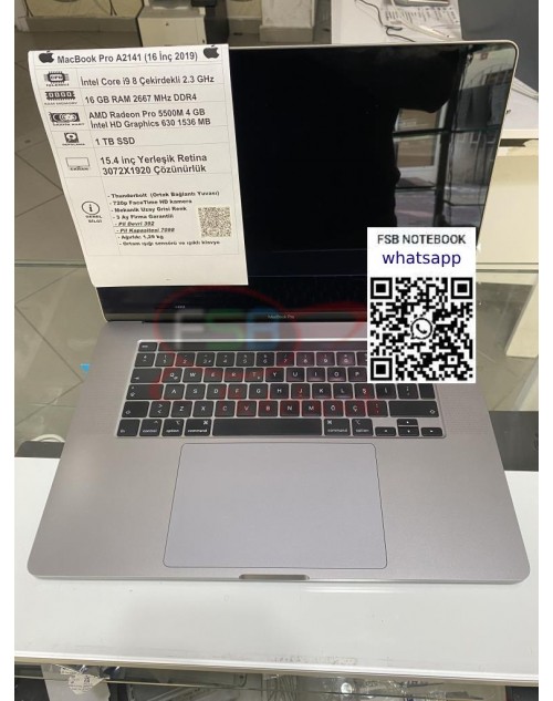 MacBook Pro 16'' A2141 2019 i9 16 GB RAM 1 TB SSD Uzay Grisi 2. el