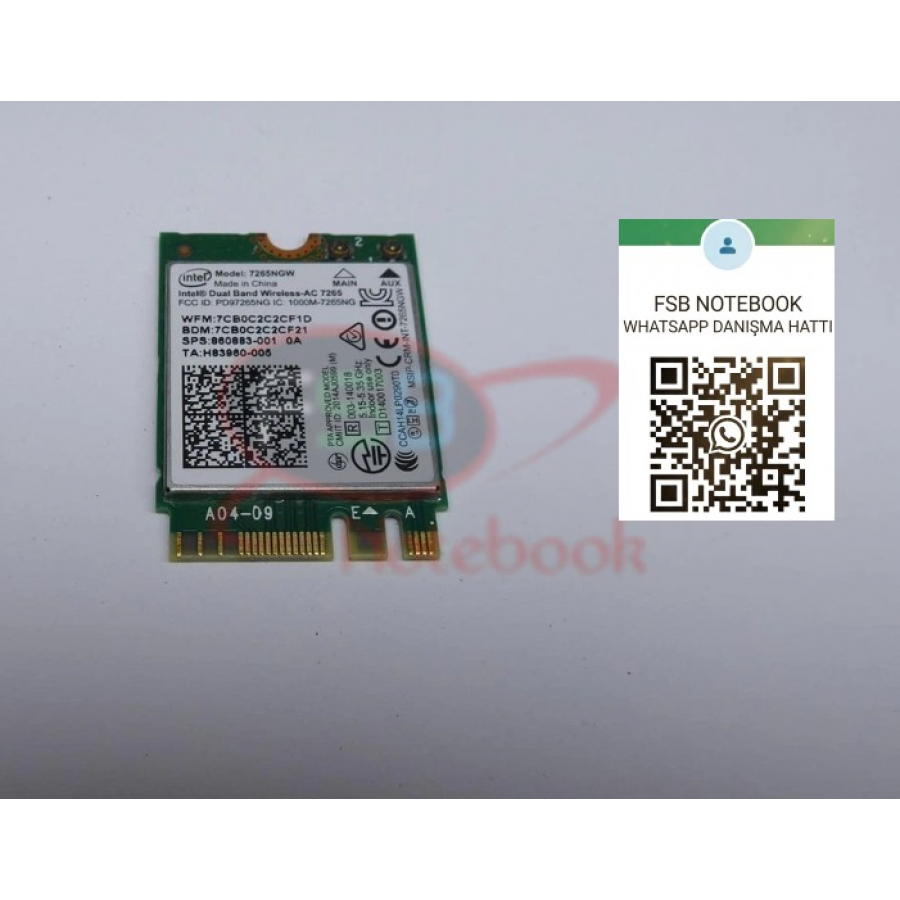 HP PROBOOK 450 G4 Notebook Wireless Wifi Bağlantı Lan Kartı  7265ngw  ac-7265