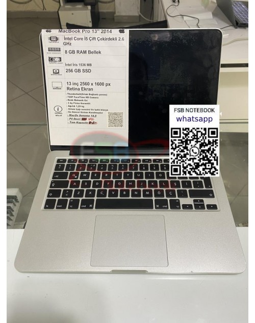 Macbook Pro 13'' A1502 2014 İ5 2.6 GHz 8 GB RAM 256 GB SSD 2. el