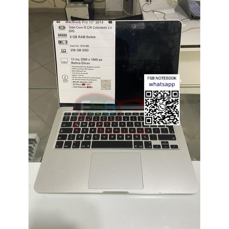 Macbook Pro 13'' A1502 2014 İ5 2.6 GHz 8 GB RAM 256 GB SSD 2. el