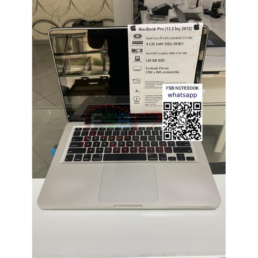 MacBook Pro 13'' A1278 2012 i5 Çift Çekirdekli 120 GB SSD 2. el