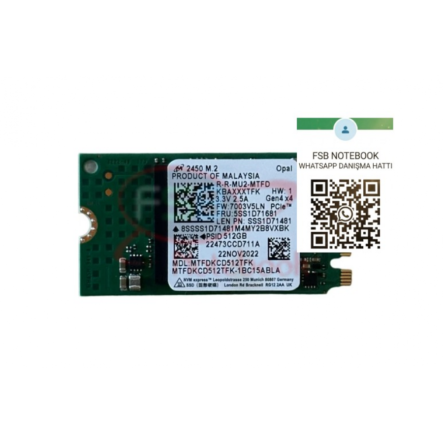 MICRON 2450 512GB M2 2242 NVME GEN4 SSD 2.EL MICRON 2450 512GB M2 2242 NVME GEN4 SSD 2.EL