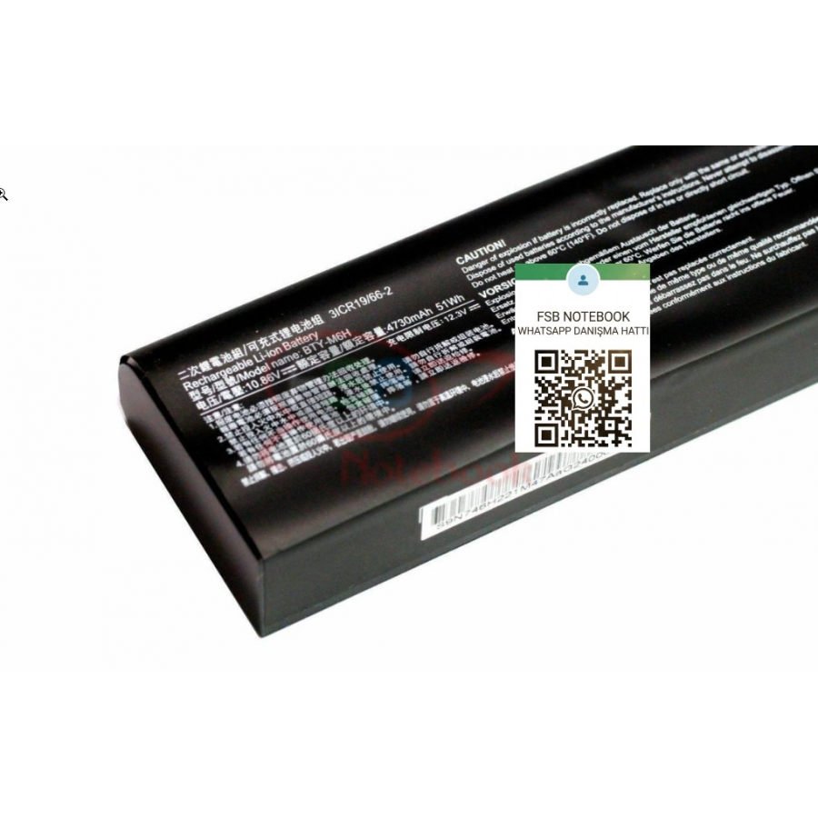 MSI GE62, GE72, BTY-M6H Notebook Bataryası 2.EL BT-M6H
