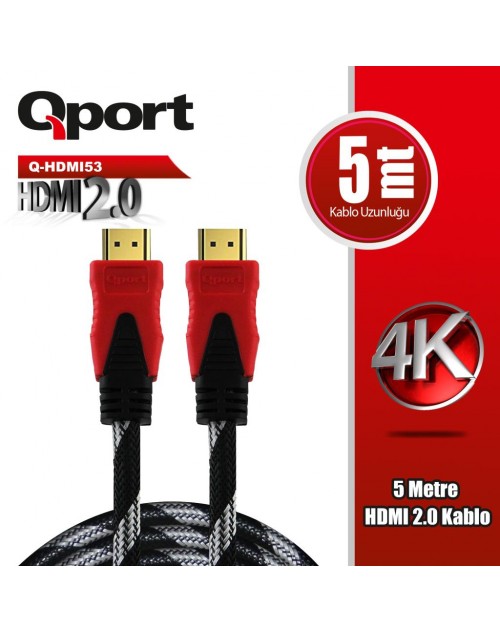 QPORT Q-HDMI53 HDMI 2.0 V ALTIN UÇLU KABLO 5 MT