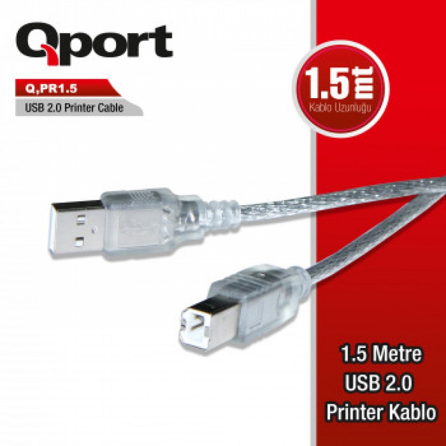 QPORT Q-PR1.5 USB 2.0 1.5 METRE YAZICI KABLO