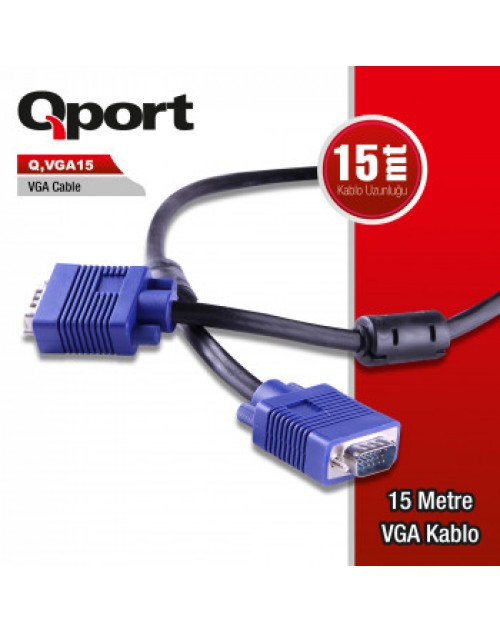 QPORT Q-VGA15 15 PİN VGA KABLO 15 MT