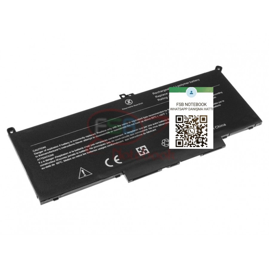 RETRO Dell Latitude 7280, 7290, 7380, 7390, F3YGT Notebook Bataryası - Ver.2 - 4 Cell