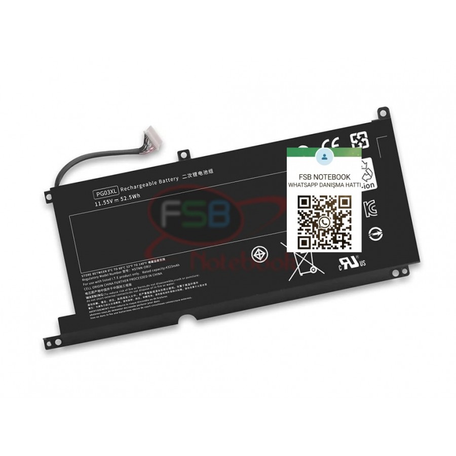 RETRO Hp Pavilion Gaming 15-dk, 15-dk0000, PG03XL (Ver.1) Notebook Bataryası