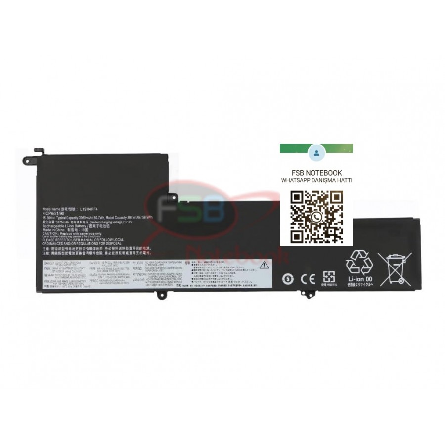 RETRO Lenovo IdeaPad Slim 7-14ARE05, L19M4PF4 Notebook Bataryası