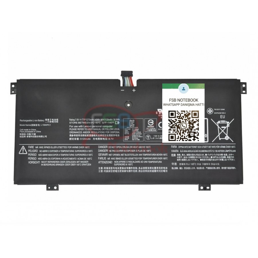 RETRO Lenovo IdeaPad Yoga 710-11IKB, L15M4PC1 Notebook Bataryası