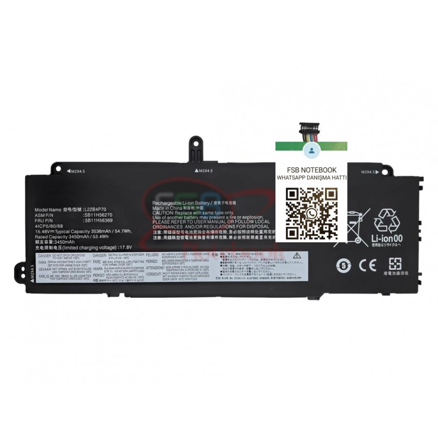 RETRO Lenovo ThinkPad X13 Gen4, L22B4P70 Notebook Bataryası - 4 Cell